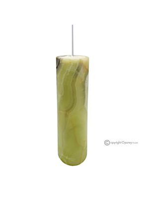 LAMP in green onyx marble, authentic natural stone, luxury decorative element.