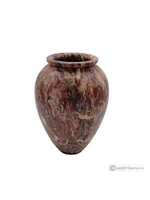 Curved VASE in red marble Precious, authentic stone, handcrafted product, elegant design.