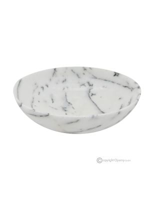 BOWL in Bianco Ibiza marble, authentic natural stone with unique veining, handmade.