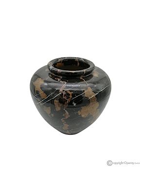 Spherical VASE in black marble Michelangelo, authentic stone, handmade, elegant design.