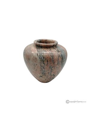 Spherical VASE in pink marble, authentic natural stone, handmade, refined design.