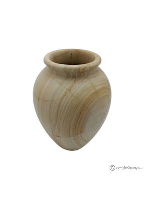 Curved VASE in natural and authentic Teak stone, handmade, refined and sophisticated style.