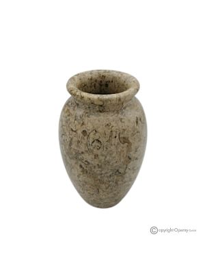 Curved VASE in authentic natural fossil stone, handmade, refined design.