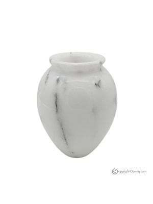 Curved VASE in white Ibiza marble, genuine stone, handmade, elegant design.