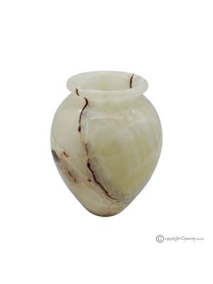 Iris onyx marble curved VASE, natural stone, handcrafted, modern.