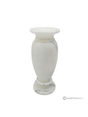 VASE, amphora in authentic Ibiza white marble, handmade, elegant and refined design.