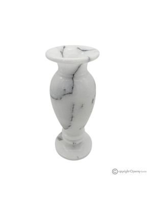 VASE, amphora in authentic Ibiza white marble, handmade, with elegant and classic design.