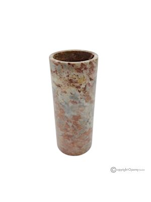 Cylindrical VASE in red marble Precious, natural stone, handmade, refined design.