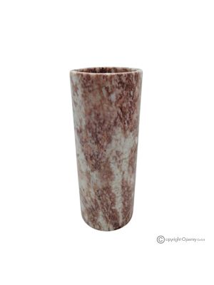 Cylindrical VASE in red marble Prezioso, authentic natural stone, handmade.