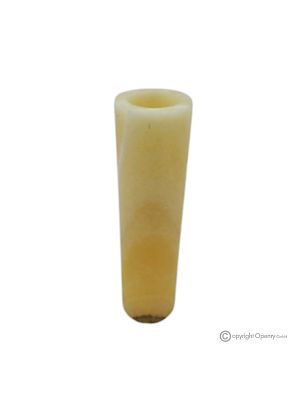 Cylindrical flower vase in orange onyx marble, quality natural stone, handmade.