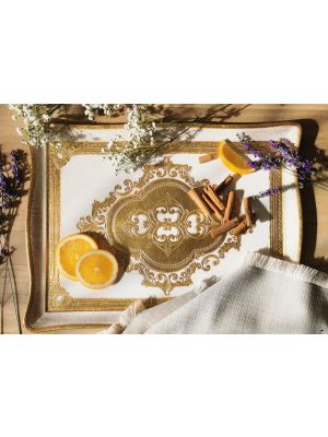 Wooden tray, finely hand decorated with 24K gold leaf in the heart of Florence.