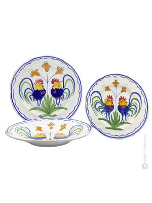 PIATTI GALLETTI Collection set dishes plates service tableware dinnerware Castelli ceramic handcraft  handpainted Made in Italy 