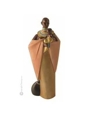 MAASAI WOMANN Statuette statue figure porcelain Capodimonte handmade Made in Italy exclusive