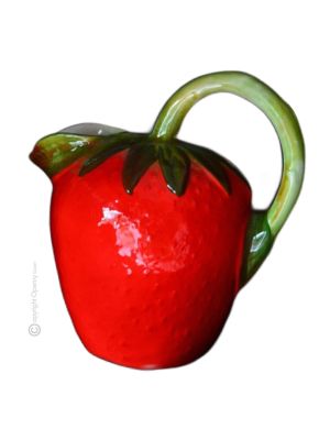 BROCCA FRAGOLA Pitcher carafe jug decanter original creations in artistic ceramic Made in Italy