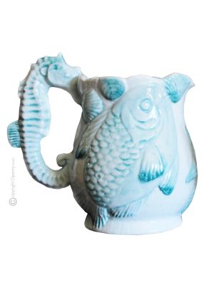 BROCCA PESCI Pitcher carafe jug decanter original creations in artistic ceramic Made in Italy