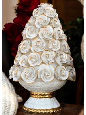 Table lamp. Baroque style ceramic, decorated with roses, Swarovski crystals and gold.