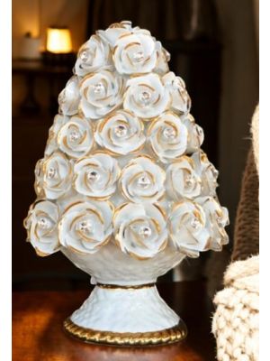 Table lamp. Baroque style ceramic, decorated with roses, Swarovski crystals and gold.