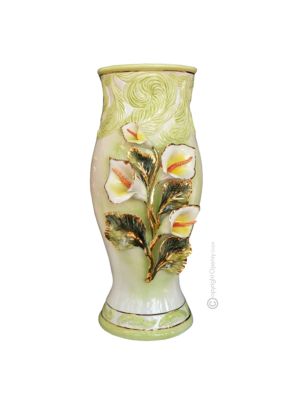 VASE Baroque style artistic ceramic with 24k gold details Made in Italy