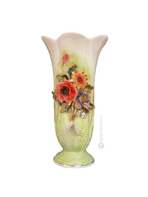 VASE Baroque style artistic ceramic with 24k gold details Made in Italy