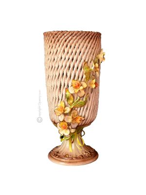 VASE Baroque style artistic ceramic with 24k gold details Made in Italy