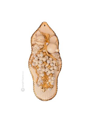 PICTURE Wall decorative object to hang Baroque style artistic ceramic with 24k gold color Swarovski crystals