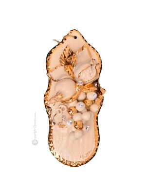 PICTURE Wall decorative object to hang Baroque style artistic ceramic with 24k gold color Swarovski crystals