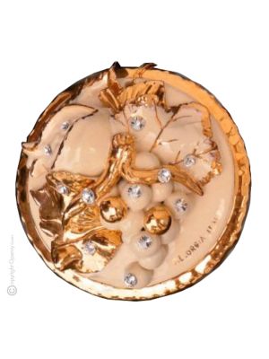 PICTURE Wall decorative object to hang Baroque style artistic ceramic with 24k gold color Swarovski crystals