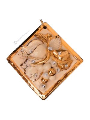 PICTURE Wall decorative object to hang Baroque style artistic ceramic with 24k gold color Swarovski crystals
