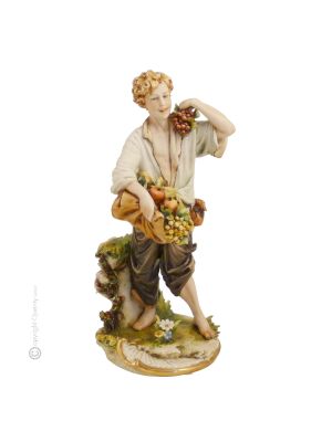 FRUIT VENDOR Statuette statue figure porcelain Capodimonte handmade Made in Italy exclusive
