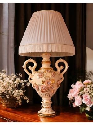 LAMP Table lamp abat-jour lampshade Baroque style artistic ceramic with 24k gold details Made in Italy