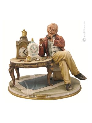 WATCHMAKER Statuette Statue Figure Porcelain Capodimonte Handmade Made in Italy Exclusive