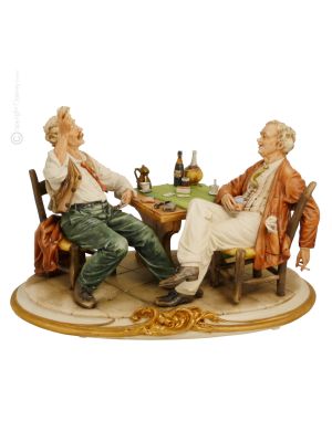 POKER GAME Statuette statue figure porcelain Capodimonte handmade Made in Italy exclusive