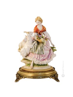 A COUNTRY ENCOUNTER Statuette statue figure porcelain Capodimonte handmade Made in Italy exclusive