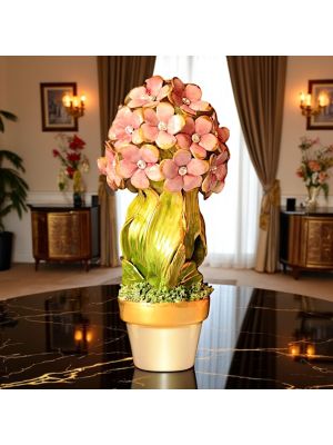 Artistic ceramic plant decorated with little flowers, Swarovski crystals and golden details, handmade.