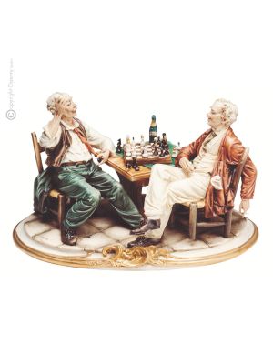 CHESS PLAYERS Statuette statue figure porcelain Capodimonte handmade Made in Italy exclusive
