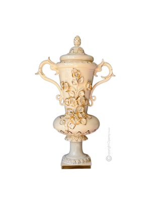 VASE Baroque style artistic ceramic with 24k gold details Made in Italy