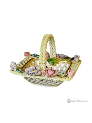 Decorative basket ceramic - Home style - Square floral motif