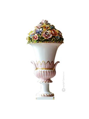 VASE Baroque style artistic ceramic with 24k gold details Made in Italy