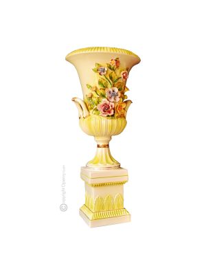 VASE Baroque style artistic ceramic with 24k gold details Made in Italy