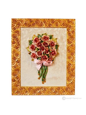 TABLEAU Wall picture ceramic decorative hanging baroque style artistic ceramic with 24k gold details Made in Italy
