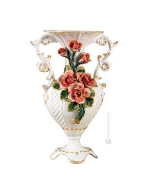 VASE Baroque style artistic ceramic with 24k gold details Made in Italy
