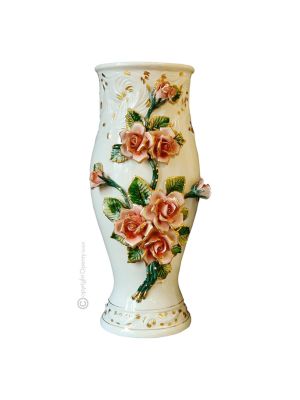 VASE Baroque style artistic ceramic with 24k gold details Made in Italy