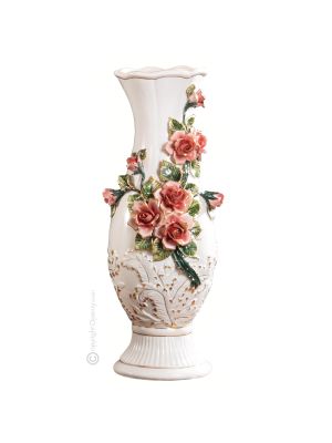 VASE Baroque style artistic ceramic with 24k gold details Made in Italy