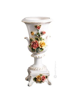 VASE Baroque style artistic ceramic with 24k gold details Made in Italy