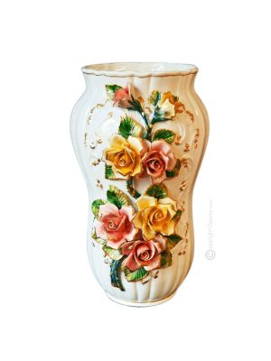 VASE Baroque style artistic ceramic with 24k gold details Made in Italy