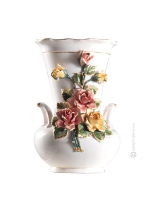 VASE Baroque style artistic ceramic with 24k gold details Made in Italy