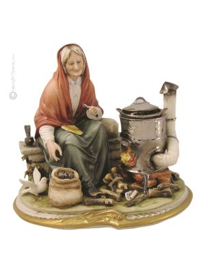 CHESTNUT ROASTER Statuette statue figure porcelain Capodimonte handmade Made in Italy exclusive