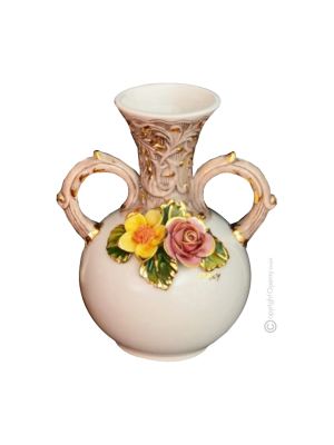 VASE Baroque style artistic ceramic with 24k gold details Made in Italy