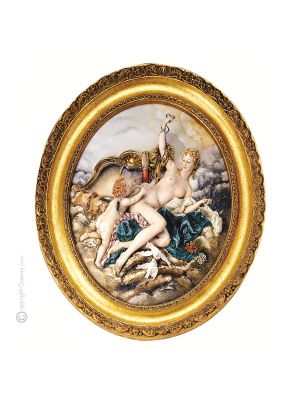 VENUS AND CUPID picture bas-relief porcelain Capodimonte handmade Made in Italy exclusive