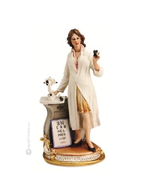 OCULIST FEMALE Statuette statue figure porcelain Capodimonte handmade Made in Italy exclusive